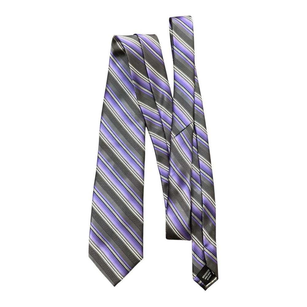 Platinum Designs Purple Gray Tie‎ Machine Washable New with tags